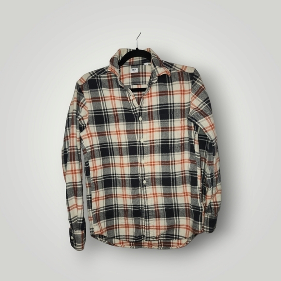 Uniqlo Flannel Checked Long Sleeve Shirt XS Beige TanSize Xs - Picture 2 of 10